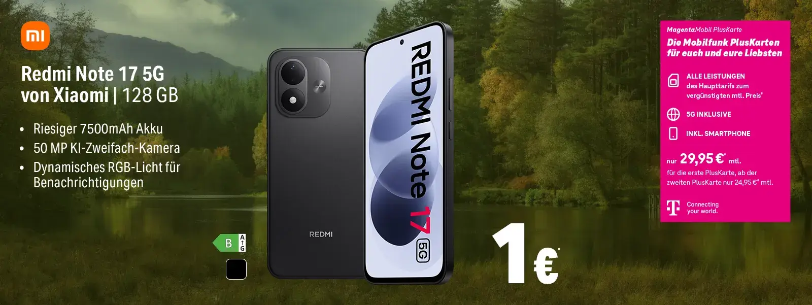 Werbebanner: Xiaomi Redmi Note 17 5G Smartphone mit 128 GB und Kamera-Infos
